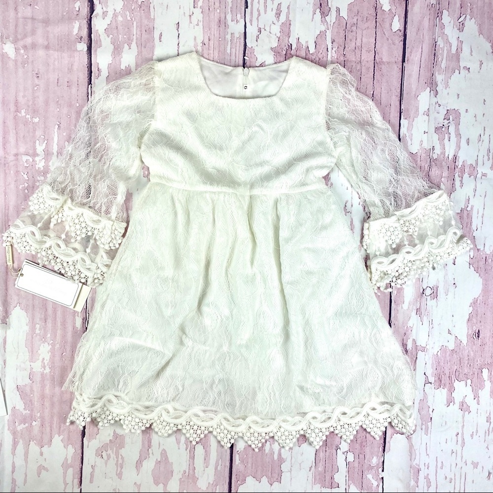 NWT Lace & Crochet White Girls Dress